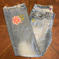 BKE Buckle Distressed Mid-rise Straight Leg Jeans with Lofty Hand-Embroidery