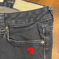 Calvin Klein Hi-Rise Straight Leg Hand-Embroidered Blue Jeans