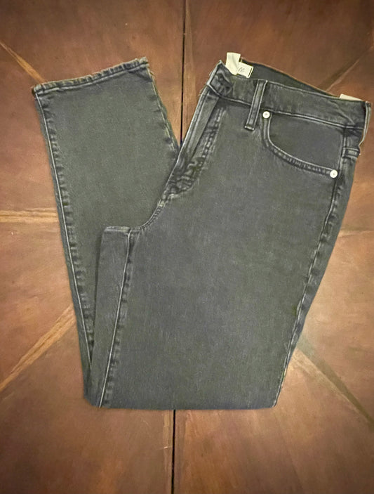 Madewell Mid-Rise Dark Wash Straight Jeans with Grommets