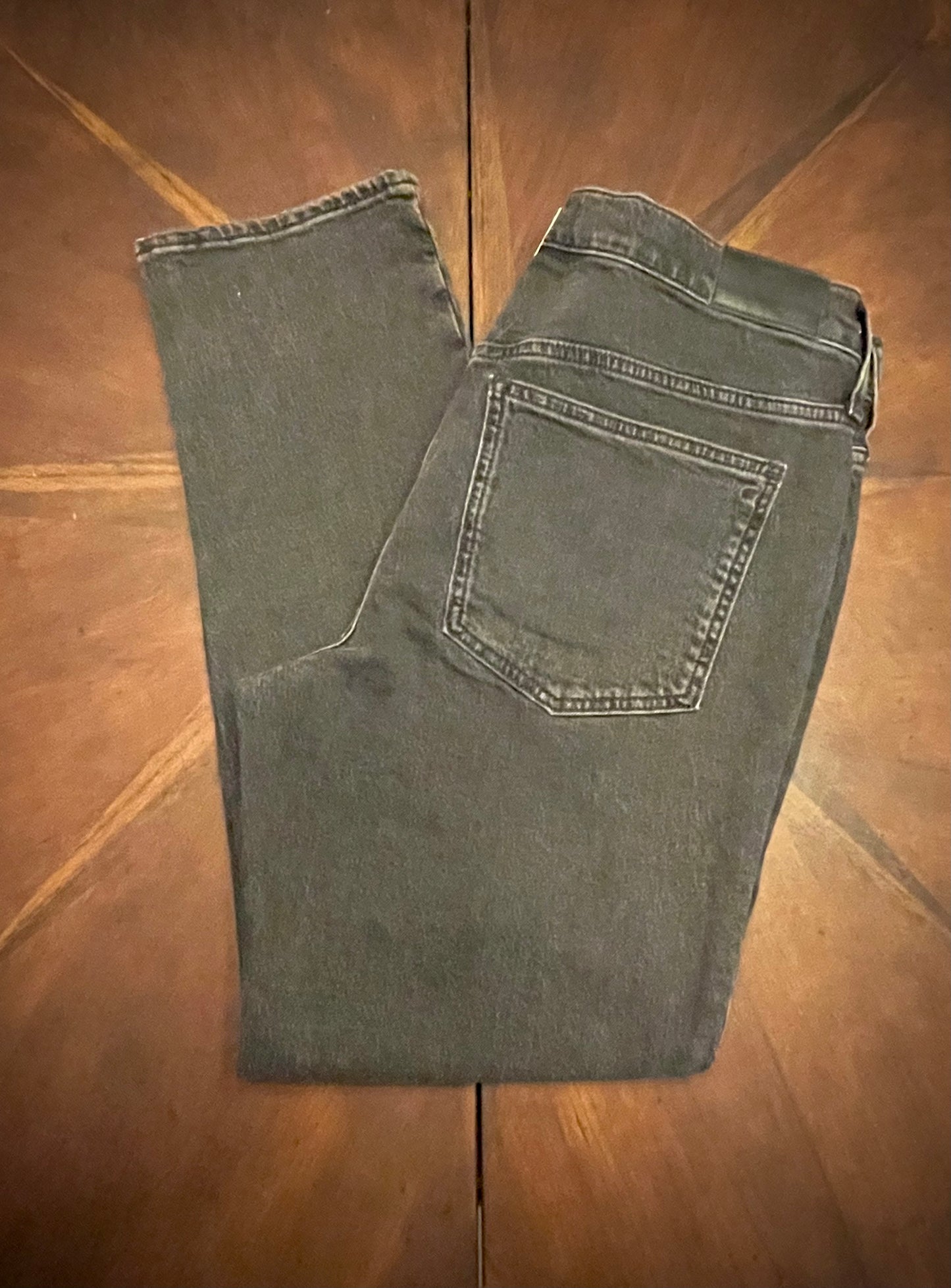 Madewell Mid-Rise Dark Wash Straight Jeans with Grommets