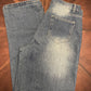 Distressed Button-front  High-waisted Regular Leg  Blue Jeans