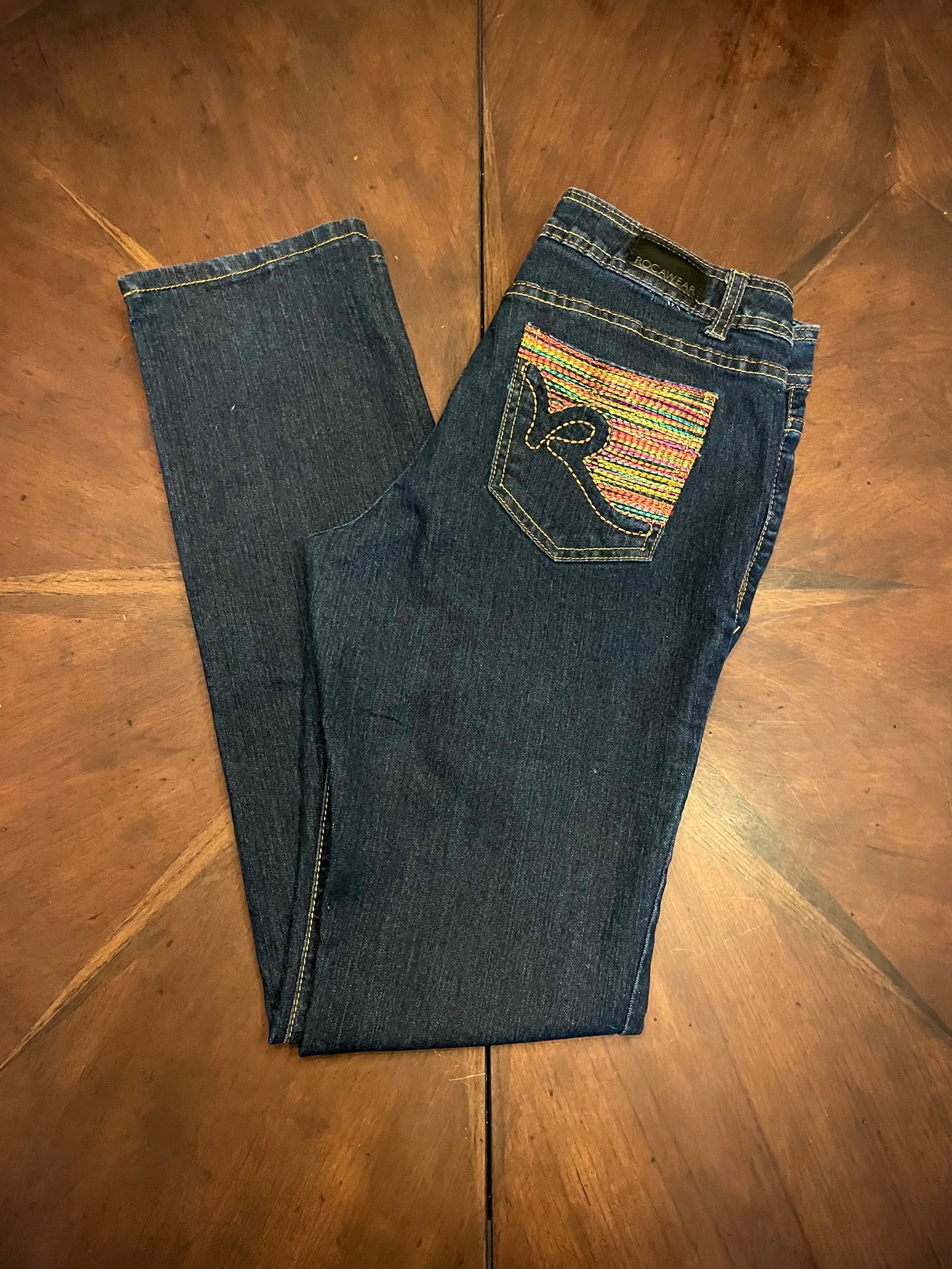 Rocawear 5 pkt Hannah High-rise Skinny Jeans w/ Bright Color Stitching