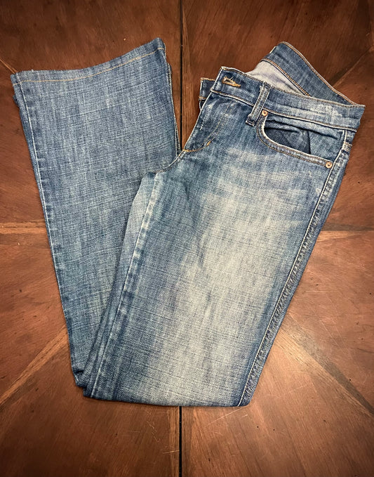 Joe's Distressed Bootcut Blue Jean with Pocket Stitch