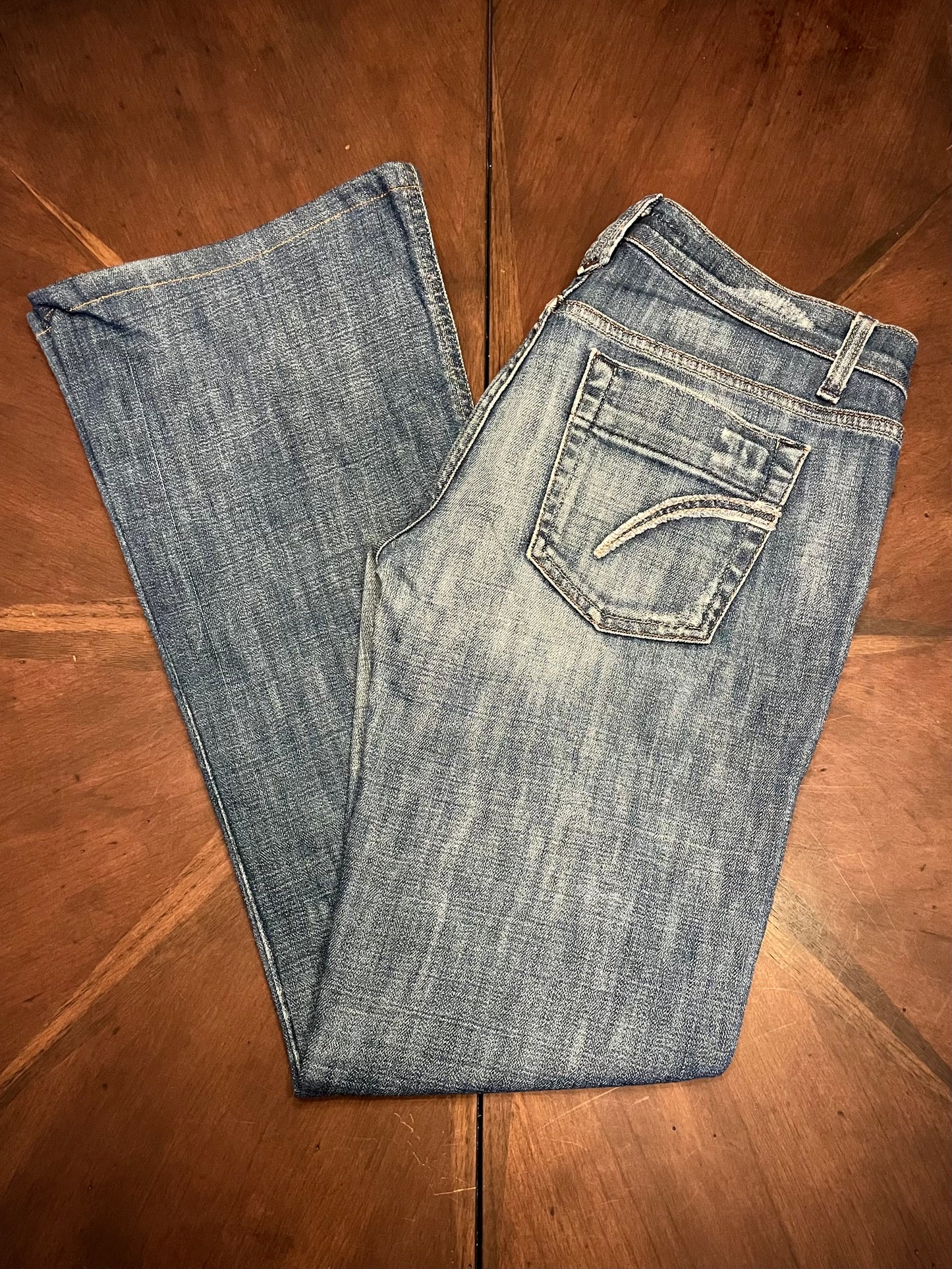 Joe's Distressed Bootcut Blue Jean with Pocket Stitch