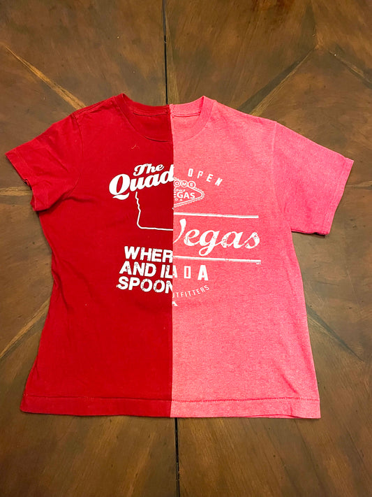 Quad-Cities/Las Vegas Red and Pink Fused Graphic Tee