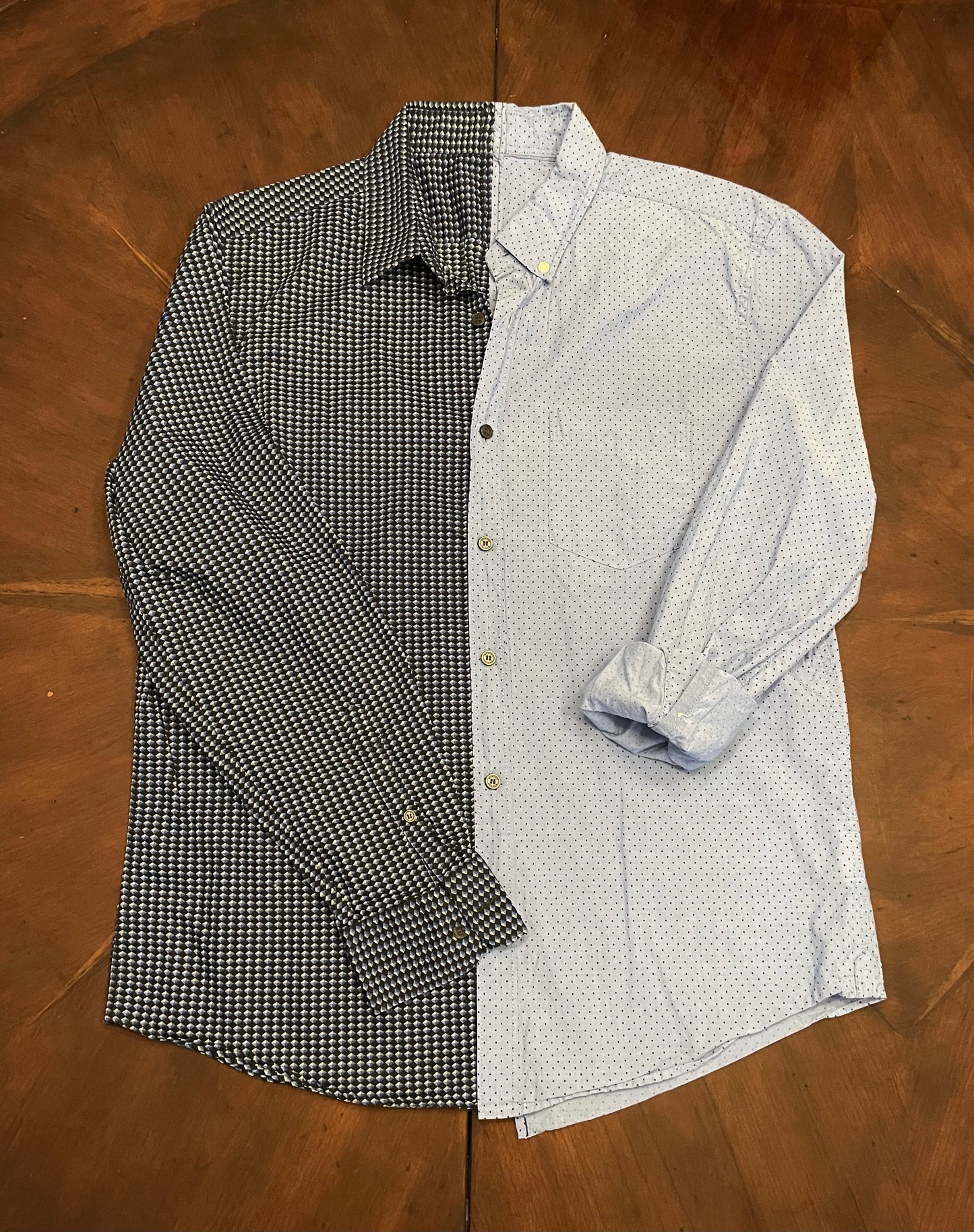 Fused Dot & Diamond Print Button-Front Shirt