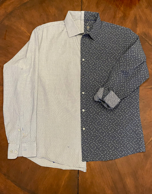 Fused Dot & Diamond Print Button-Front Shirt