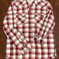 American Eagle Red Windowpane Plaid Shirt with Dragon Applique