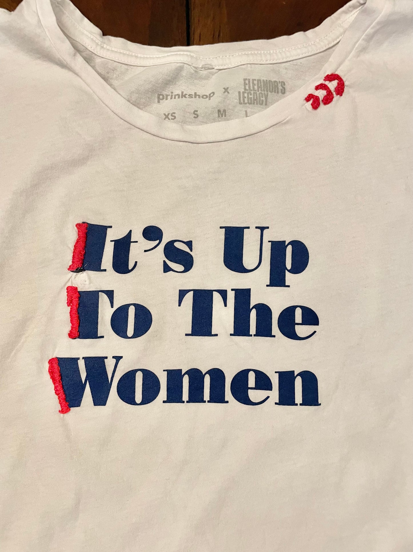 "It's Up to the Women" Graphic Tee with Hand Embroidery