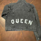 Denim Jacket with Hand-Painted QUEEN Lettering