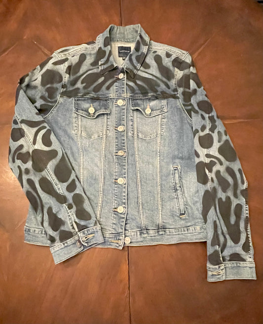 Denim Jacket with Hand-Painted Animal Design