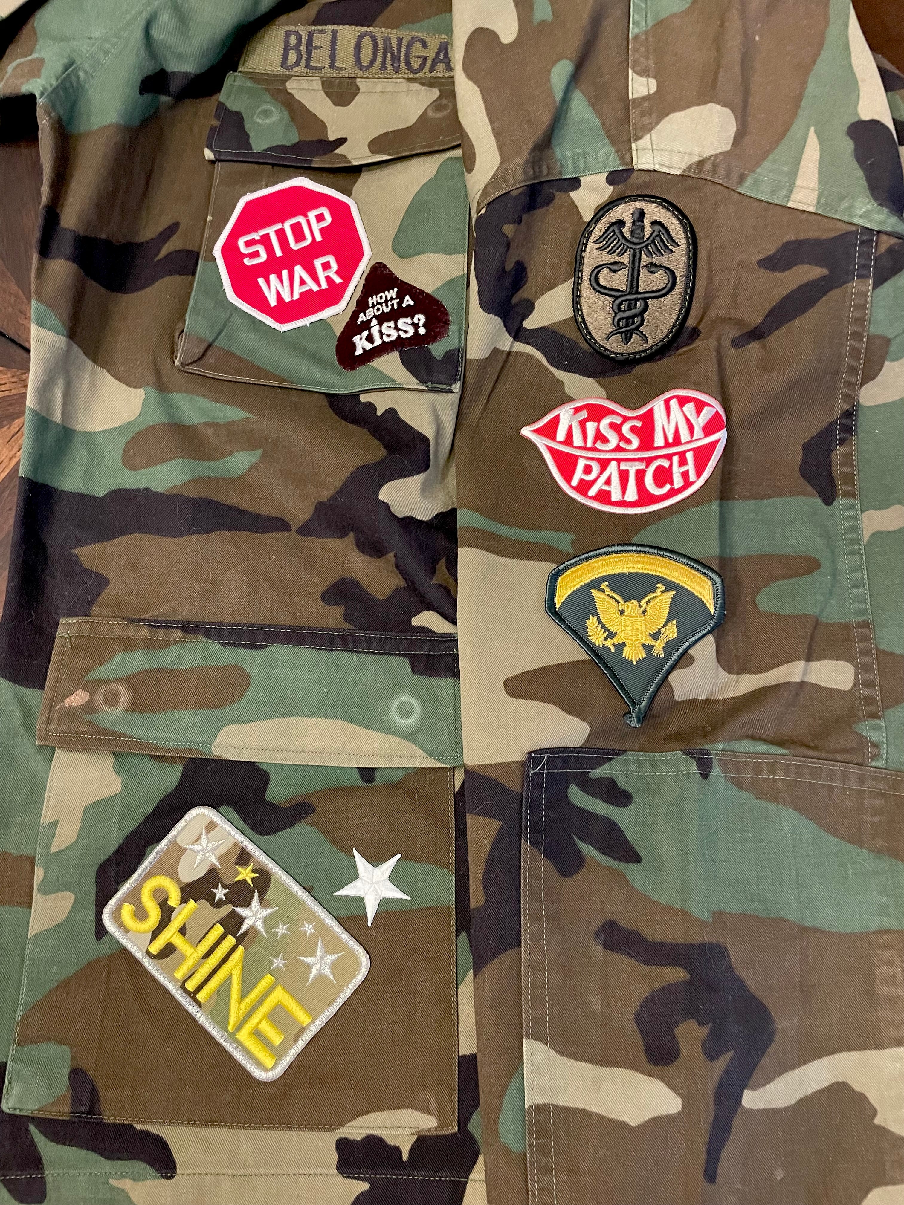 Military jacket with on sale patches