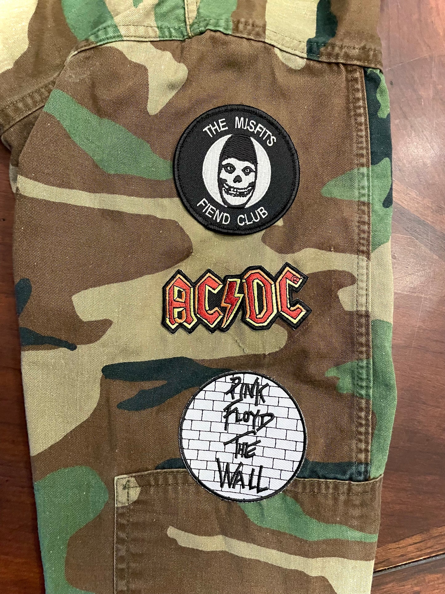 Camo Military Jacket with Vintage Band Patches