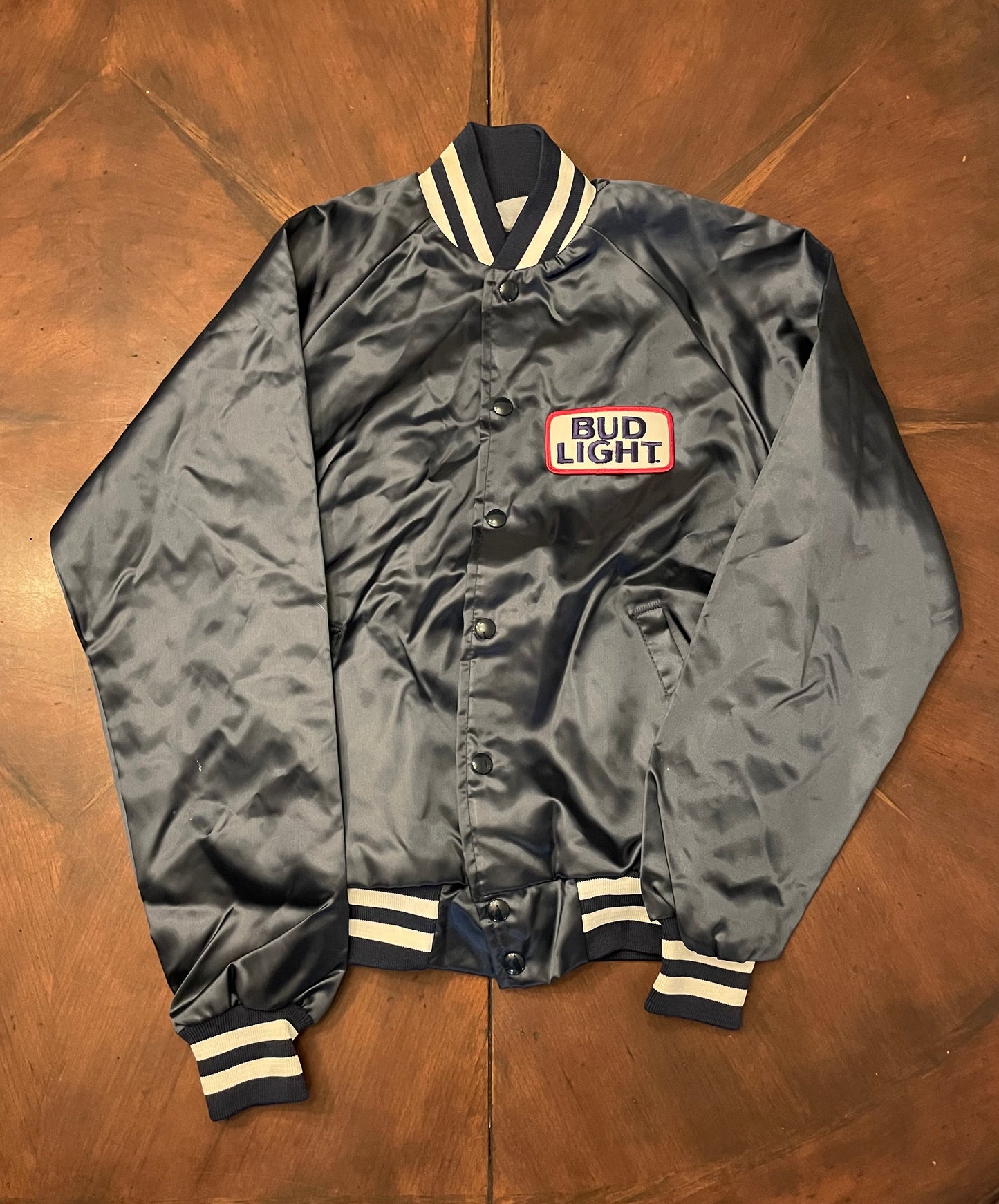 BUD LIGHT Satin Navy Jacket with Hand-Beaded Border