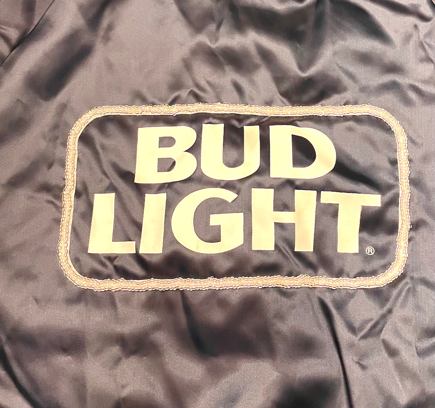 BUD LIGHT Satin Navy Jacket with Hand-Beaded Border