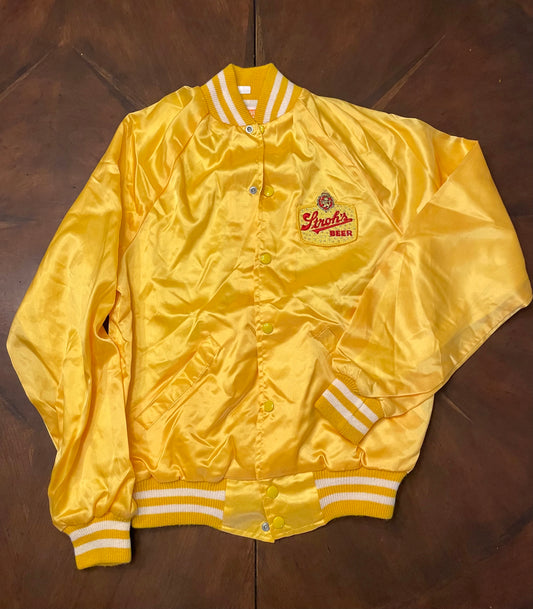 Stroh's Beer Yellow Satin Jacket with Hand-Beaded Trim