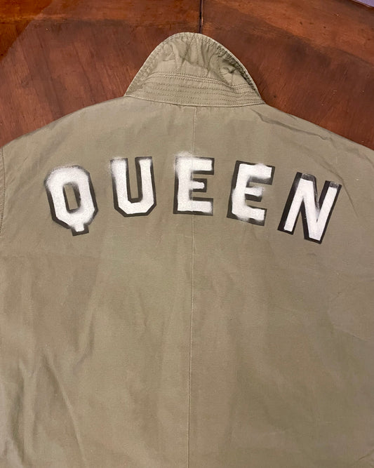 Gap Twill Jacket with Hand-Painted QUEEN Lettering on Back