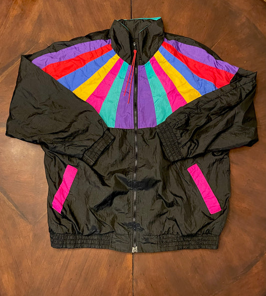 Nylon Zip Jacket with Rainbow Inset