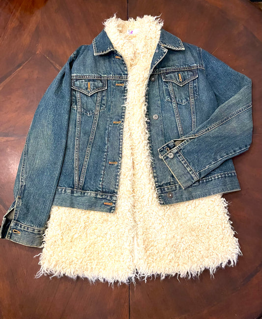 Denim Jacket and Detachable Faux Fur Vest