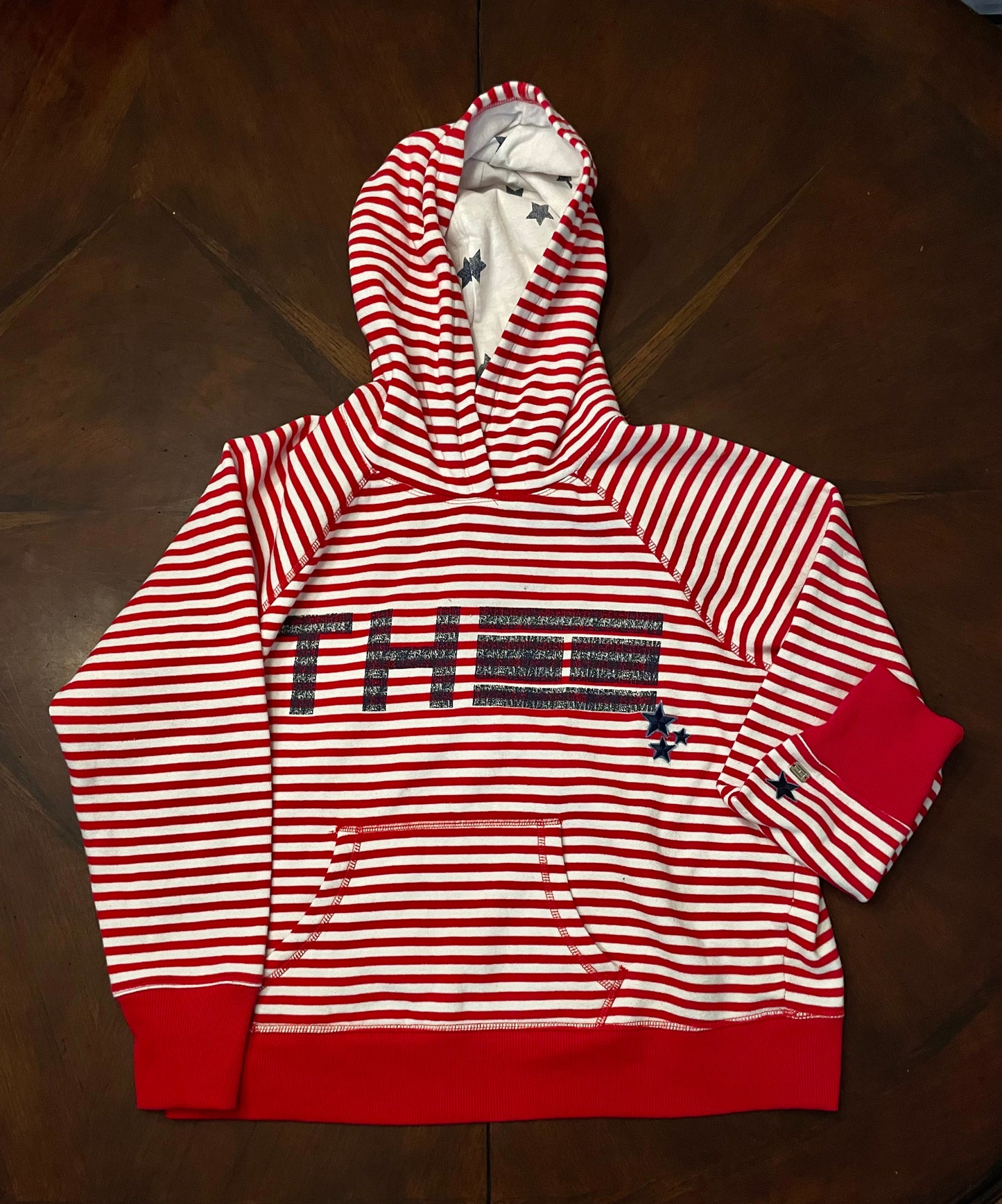 Hilfiger Sport Red Striped Hoodie with Appliques