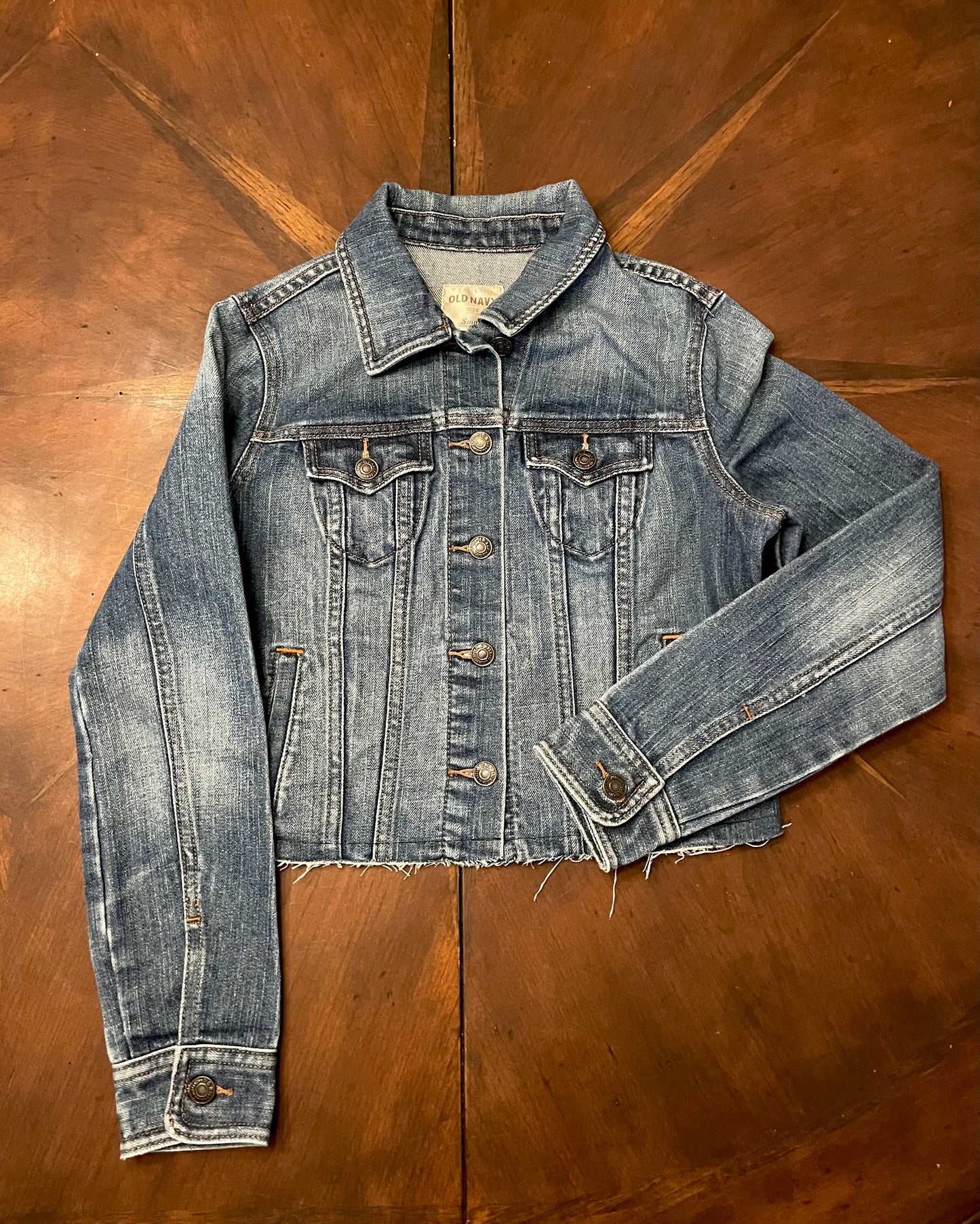 Old Navy Frayed Cropped Denim Jacket