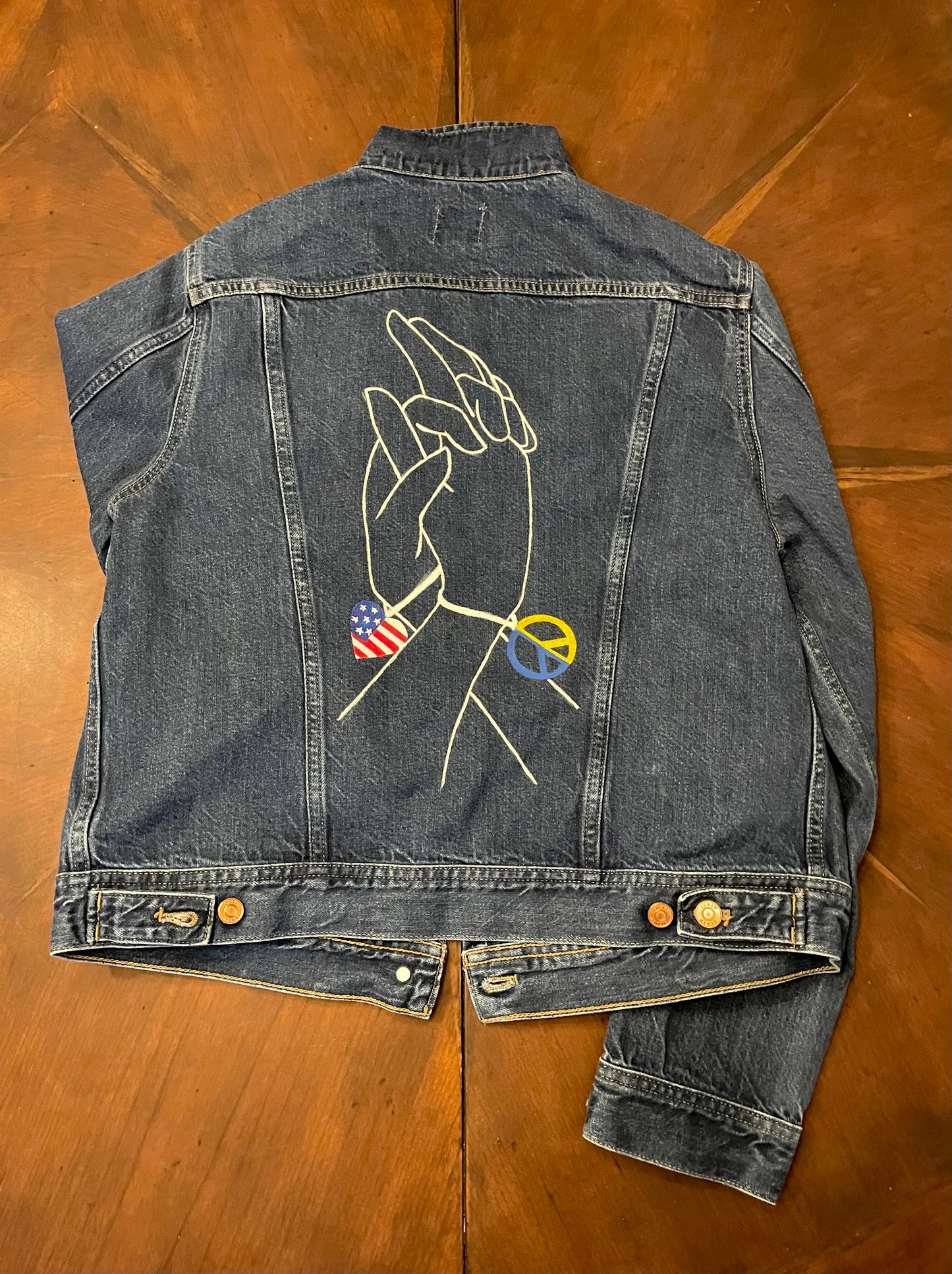 UKRAINE-US Hand-Painted Denim Jacket