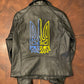 UKRAINE Hand-Painted Faux-Leather Jacket with Flag