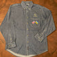 UKRAINE & US Hand-Painted Flags on Denim John Deere Shirt