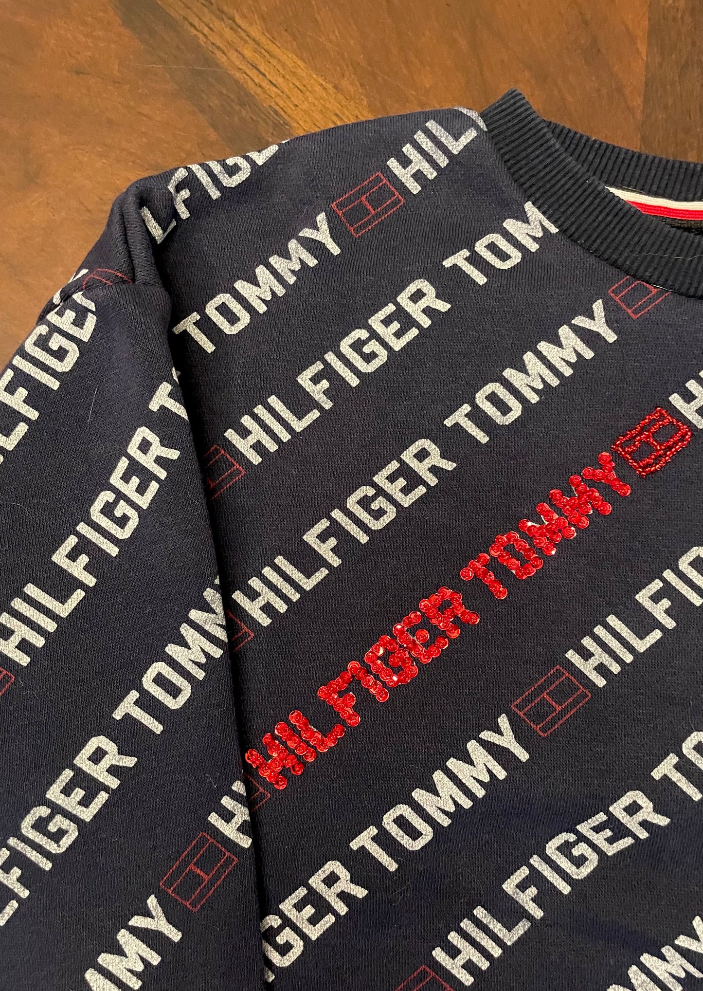 Tommy Hilfiger Logo Fleece Top with Hand-Beading