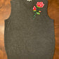 Turnberry Grey V-Neck Vest with Rose Appliqué